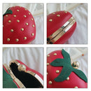 Cute Strawberry Heart Shape Pu Studs Fashion Lady Chain Wallet Clutch Bag S