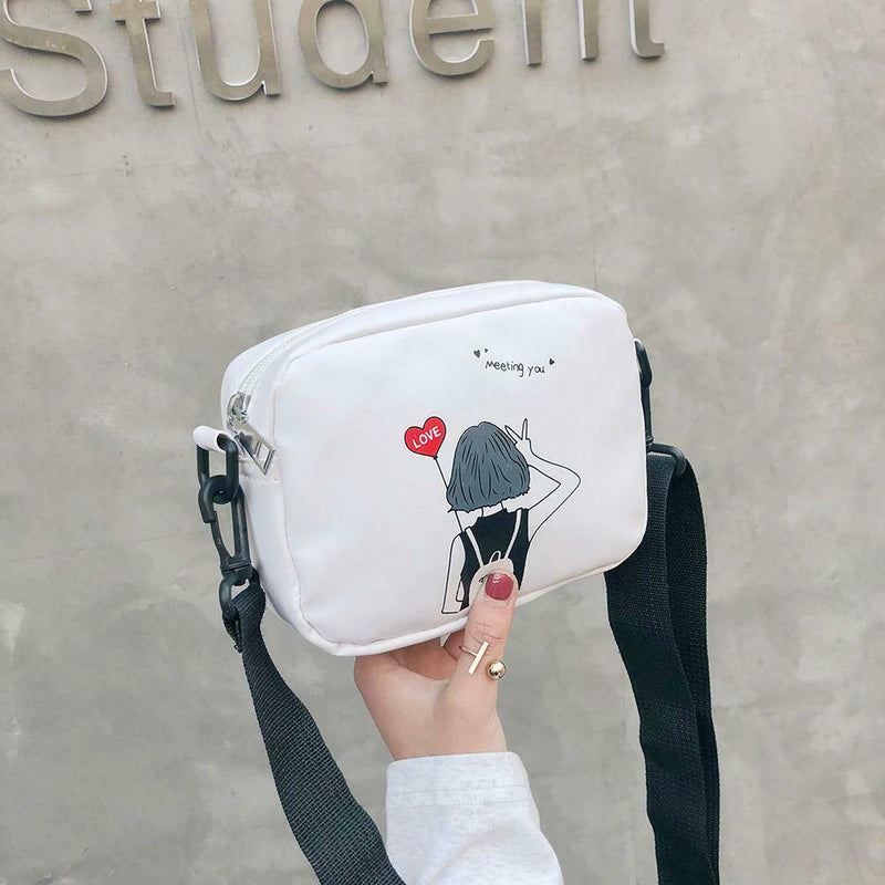 Cartoon Printing Square Shoulder Handbags Women PU Leather Crossbody Bag (6