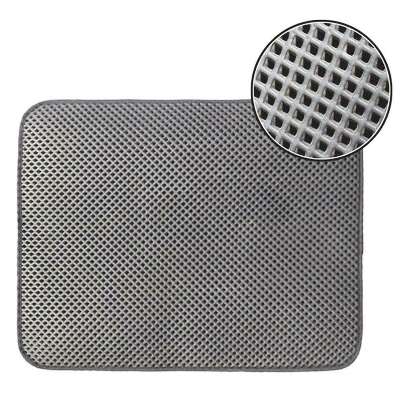 Folding Double Side Waterproof Cat Mat Kitten Litter Pad Trash Bed(Grey/L)