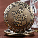 Fashion large bronze thin chain rabbit retro pocket watch retro Roman scale Q6E2