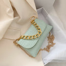 Women Chain Shoulder Messenger Bags Stone Pattern PU Totes Handbag (Green)