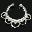 Non Piercing Flower Petal Fan SEPTUM Nose Clip-On Hanger RINGS Stud Color:S U4N8