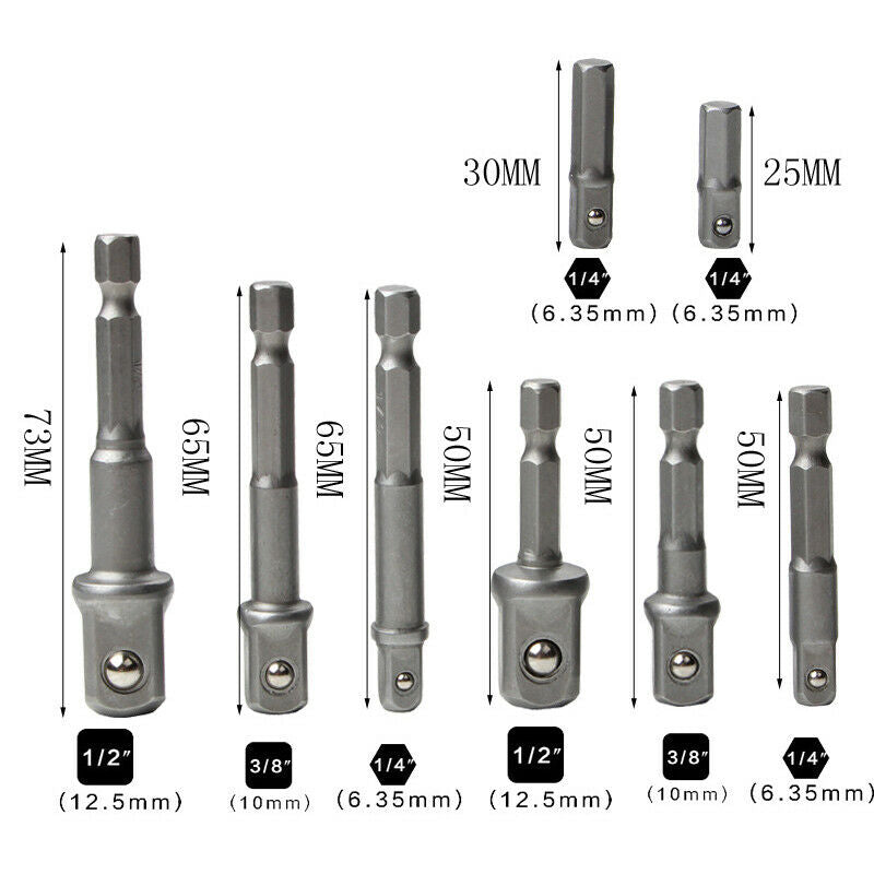 1/4 inch 3/8 inch 1/2 inch Socket Adapter Impact Hex Shank Drill Bits Set 3