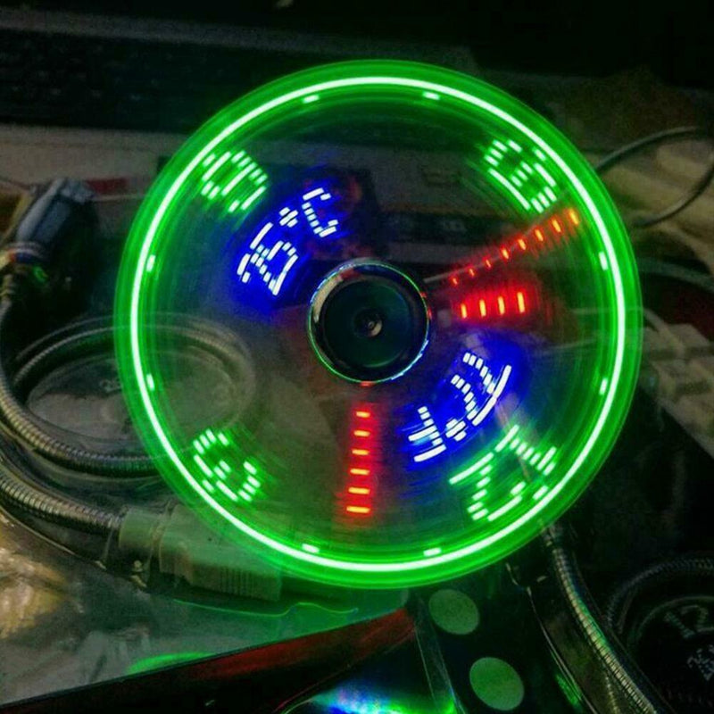 1* USB fans Mini Time and Temperature Display Creative Gift with LED Light J7T0