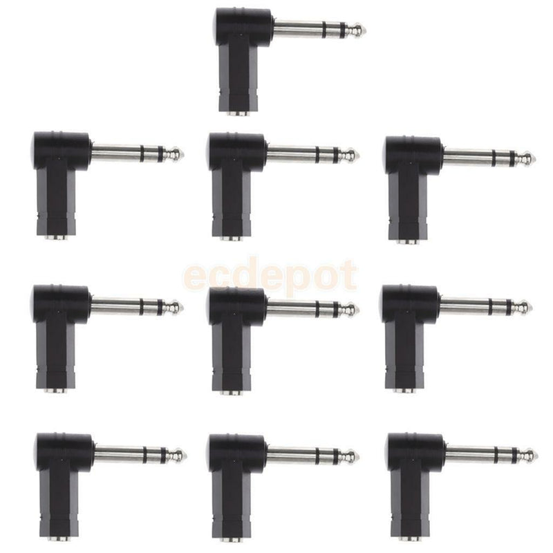 10x6.35mm to 3.5mm 1/8" Male Mono Jack 90 Degree Audio Connector Adapter