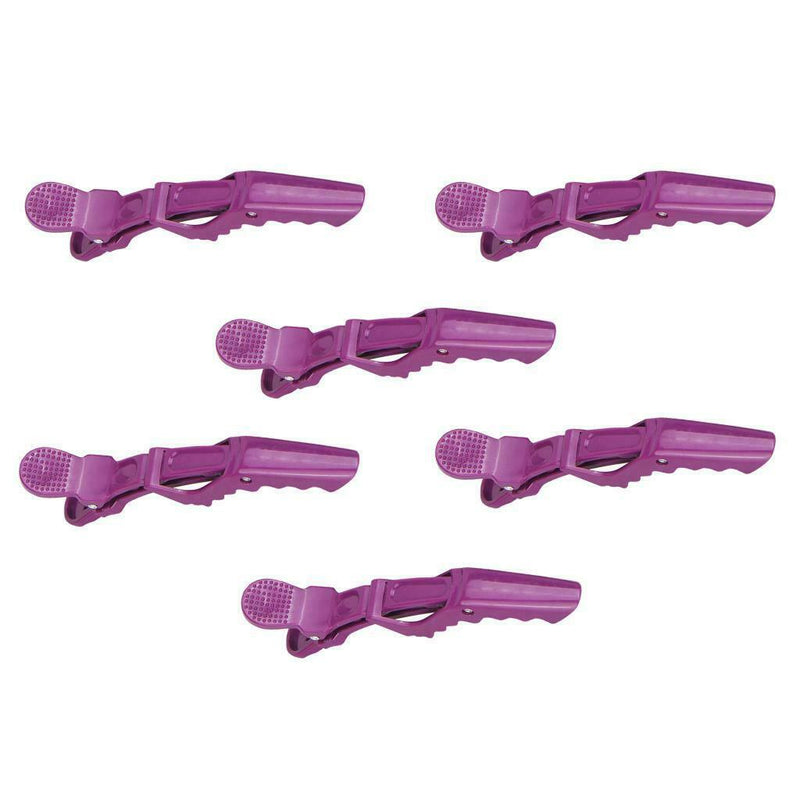 6Pc Makeup Styling Clips Thick Hair Cutting Alligator Clips Barrettes Purple