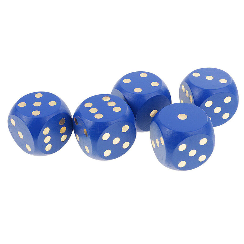 5x D6 5cm Six Sided 2 inch Dice Spot Dices for RPG Game Party Supply Blue