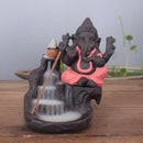 Elephant God Backflow Incense Burner Cones Holder Censer Red b