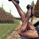 Fashion Floral Pattern Jacquard Girls Fishnet Pantyhose Womens Tights StockingM&
