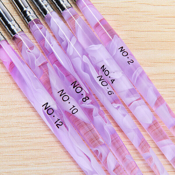 6 Pieces Acrylic Nail Art Brush, Pen Nail Brush for Nail Art Manicure Tool,