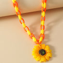 Sunflower Exaggerated Pendant Clavicle Chain Thick Necklace Women Jewelry A