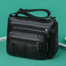 Retro Solid Shoulder Handbags Braided Women PU Multi-pocket Messenger Bag