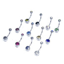 12 Surgical Steel Mix Crystal Belly Navel Barbell Bar Ring U5X3