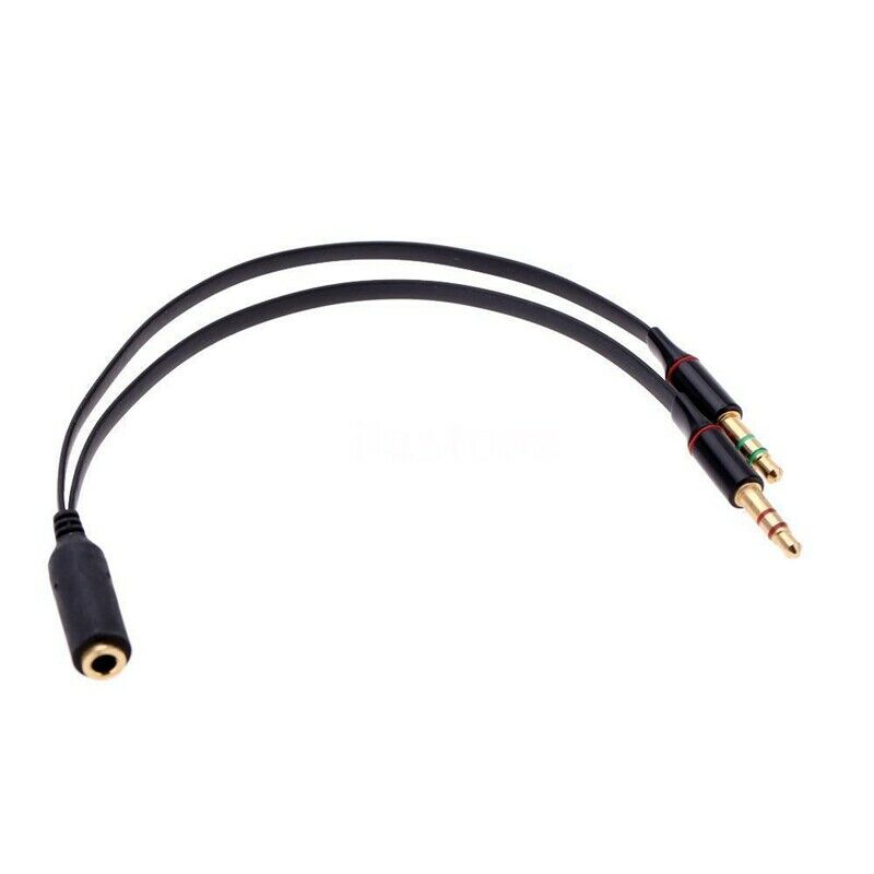 5X(Black 3.5mm Y Splitter 2 Jack Male to 1 Female Headphone Mic Audio Adap L6Y1)