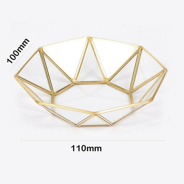 Nordic Style Brass + glass Geometry Storage Baskets Box Simplicity Style Ho P7U8