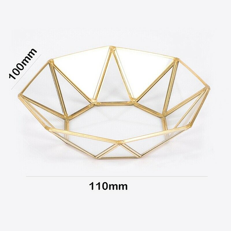 Nordic Style Brass + glass Geometry Storage Baskets Box Simplicity Style Ho P7U8