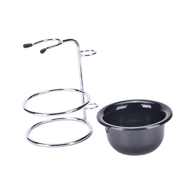 Stainless Steel Shaving Brush Stand Razor Holder Black Shaving Bowl Mug Set Vh3C