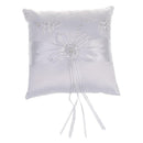 Beautiful Rose Flower Satin Ribbon Ring Pillow Cushion for Wedding 20 x 20cm