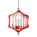 Iron Hollow Candle Holder Candelabrum Lantern Wall Hanging Case F - Red