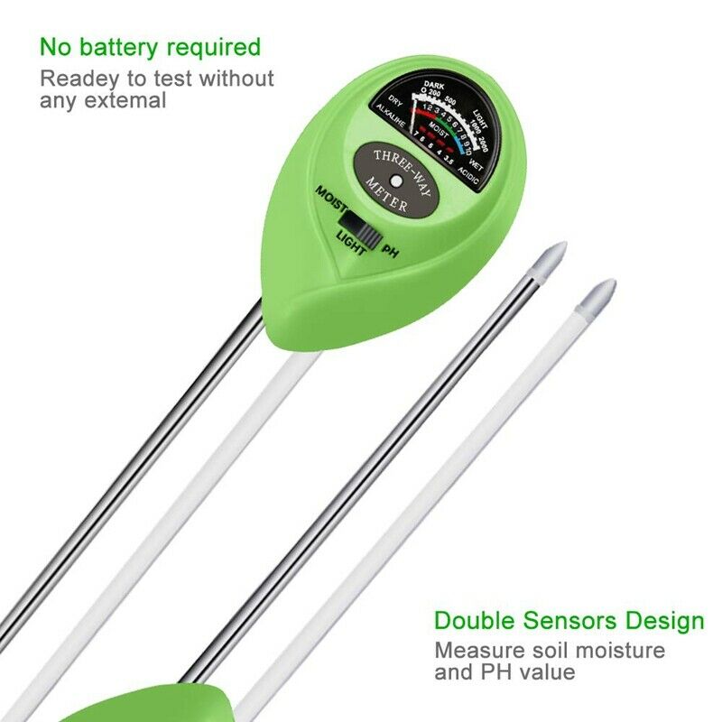 Soil PH Meter, 3-In-1 Soil Test Kits PH Moisture Meter Plant Water Light Te