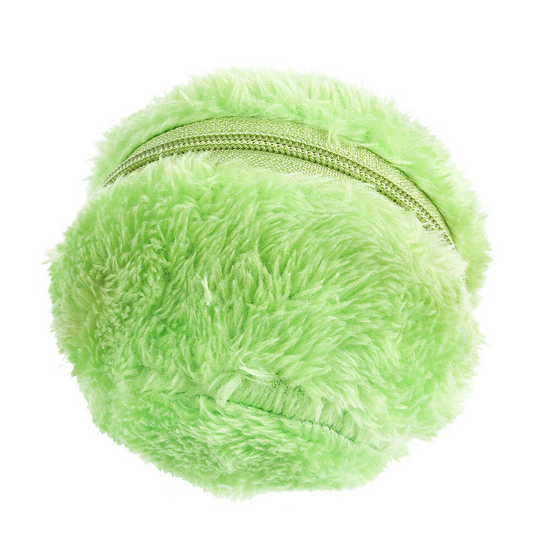 Pet Dog Cat Playing Toys Alive Rolling Ball Motorized Roller W/ 4 Fleece Covers