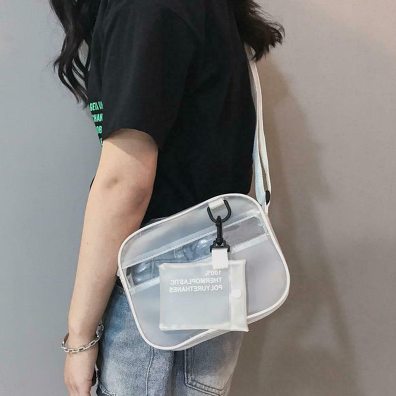Women PVC Jelly Transparent Mini Shoulder Bag Girl Zipper Messenger Handbag