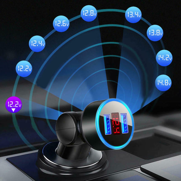 Rotary Car Charger Multifunction 5v3.1a Dual USB Digital Display Car Charger gdf