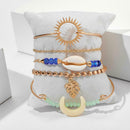 5pcs Retro Shell Flower Bracelet Slice Bangles Women Jewelry Gift (Style 6) A