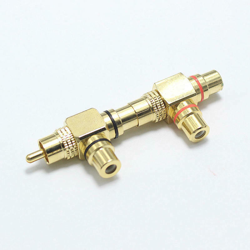 2Pcs RCA Audio Splitter Plug Socket RCA Adapter Converter 1 Male to 2 Female