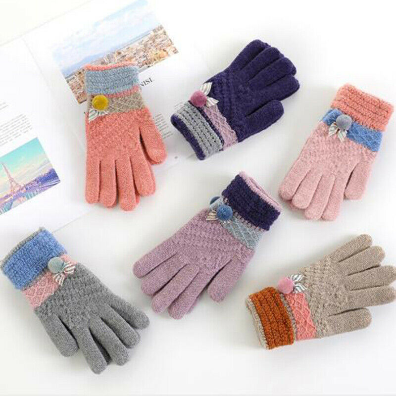 Women Men Warm Knit Mittens Imitation Wool Full Finger Guantes Female Croche@