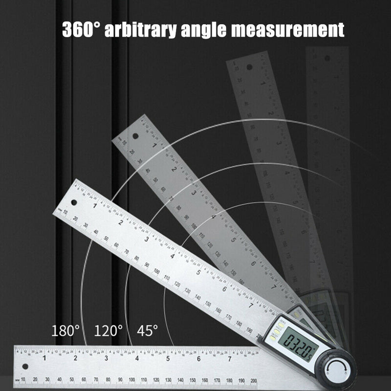 200mm Digital Inclinometer Angle Meter Ruler Electron Goniometer Protractor A