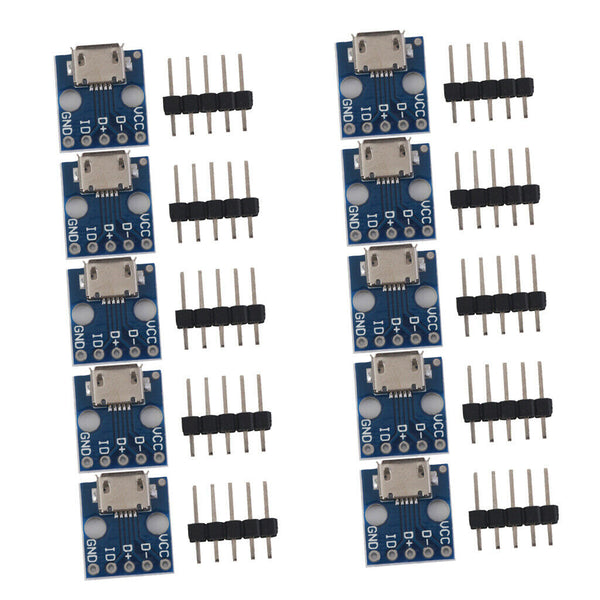 Pack of 10 Female MICRO USB to 2.54mm DIP Pin Pitch Converter 14.5x13x4mm