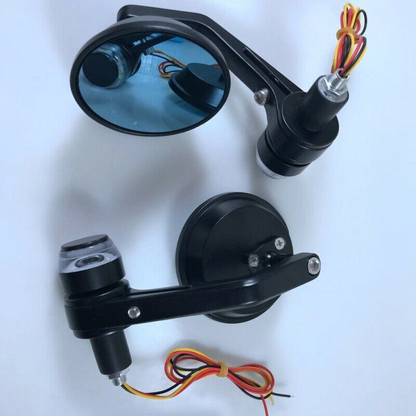 Motorcycle Rearview Mirror 7/8 Inch Cnc Handle Mirror With Turn Signal Y6H9