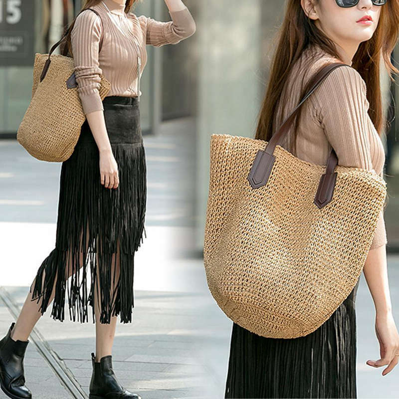 Women'S Handmade Straw Braided Bag Woven Bag Natural Fashionable Outdoor Ha O6I8