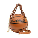 Basketball Shoulder Bags Women Tote Acrylic Chain Messenger Handbag (Brown)