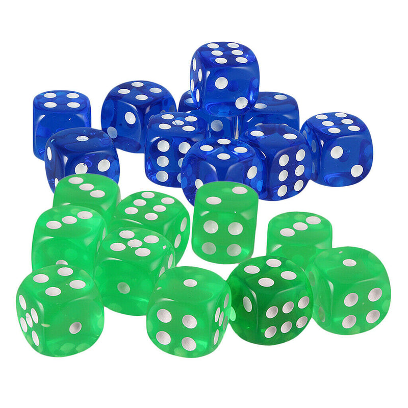 20Pcs Dotted Dice 1.6cm 6-Sided Die Plastic for Party Role Playing Game Prop