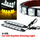 2x 6 LED Car Flexible DRL Daytime Running Light Driving Daylight Fog Lamp Lights