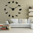 Bull Terrier Dog Wall Art Diy Large Wall Clock Dog Breed Pug Big Needle Clo