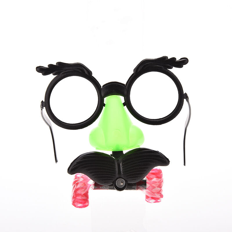 Pop Clown Glasses Costume Ball Round Frame Red Nose Whistle Mustache  Z