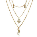 Boho Multilayer Star Moon Chain Choker Pendant Necklace Bib Statement Jewelry JR