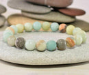 Boho Amazonite Beaded Bracelet Men Women Yoga Mala Beads Meditation Jewelry 8mm