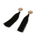 Round Flowers Top Tassel Long Earrings for Women Sexy Charm Fringed Drop Da