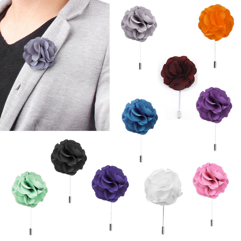 Boutonniere Stick Lapel Tie Pin Brooch &Sky Blue Flower Men Accessories Gift
