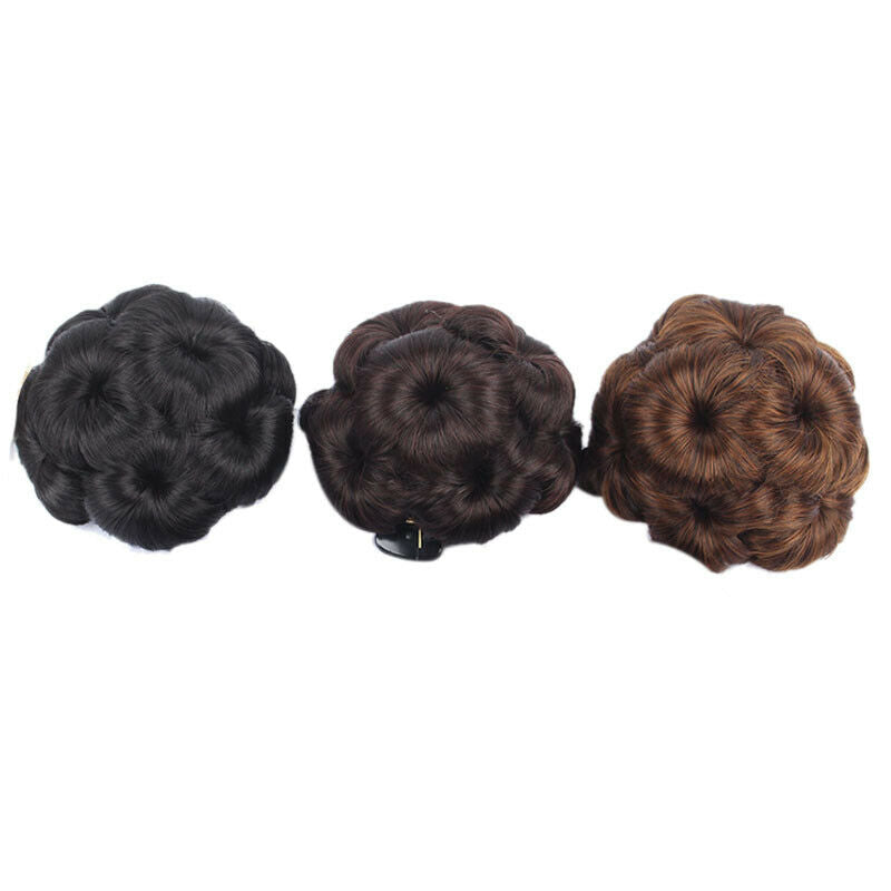 Hair Women Curly Chignon Hair Bun Donut Clip In Hairpiece Extensions Synthe T4K8