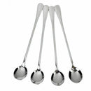 Set of 4 Stainless Steel Coffee Spoons Super Long Round Head D8M6