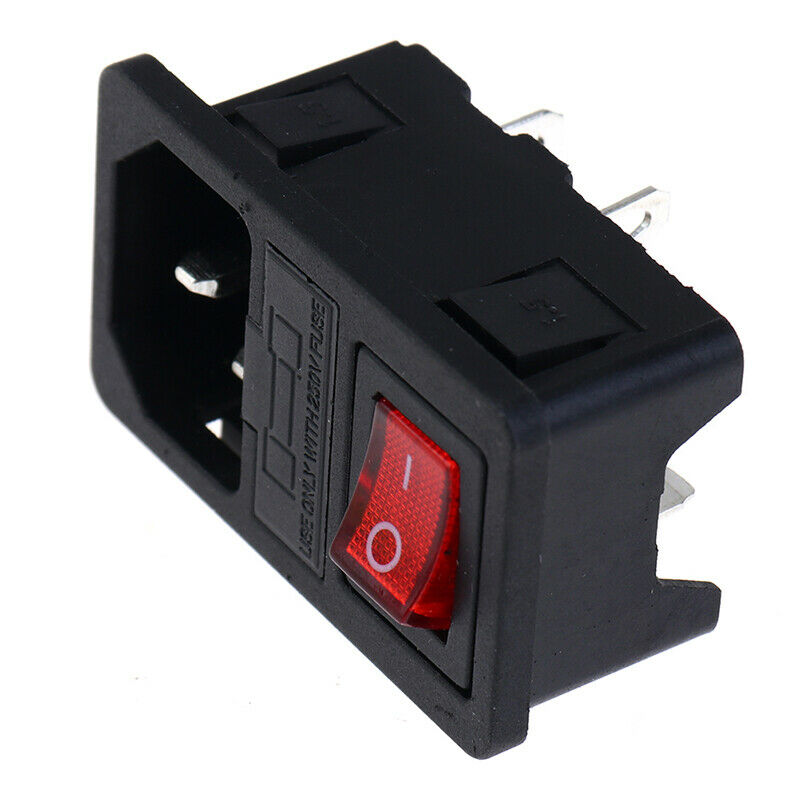 Inlet Male Power Socket With Fuse Switch 10A 250V 3 Pin IEC320 C14 ADB Cy