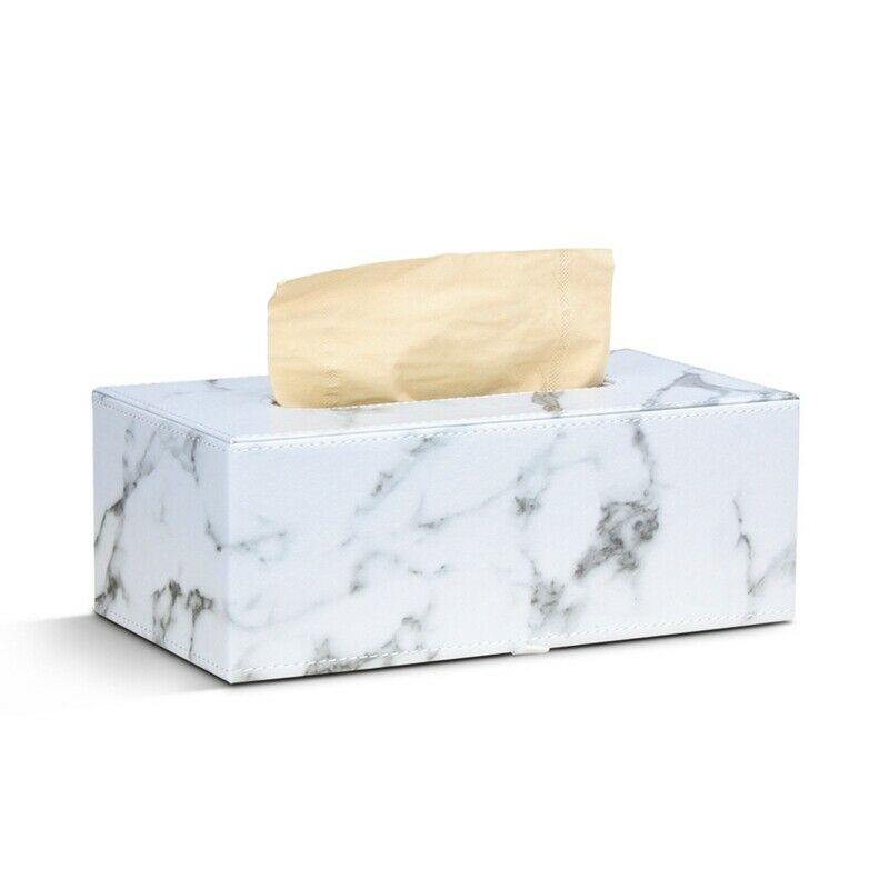Rectangular Marble PU Leather Facial Tissue Box Cover Napkin Holder Paper T U4M5