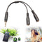 3.5mm Stereo Audio Male to 2 Female Headphone Mic Y Splitter Cable Adapter New