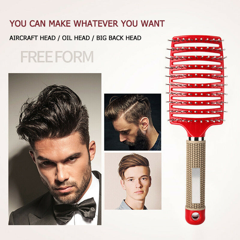Hair Scalp Massage Comb Curly Detangle Hair Brush Hairdressing Tool (Red) A