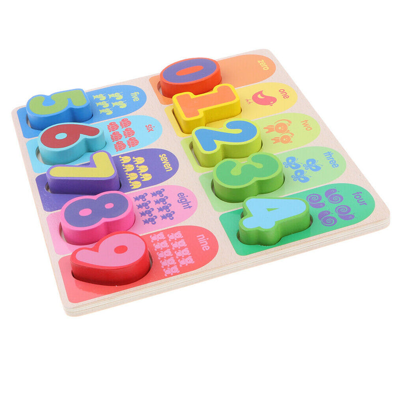 Wooden Number Block Puzzle Board Montessori Educational Math Numerical Learning